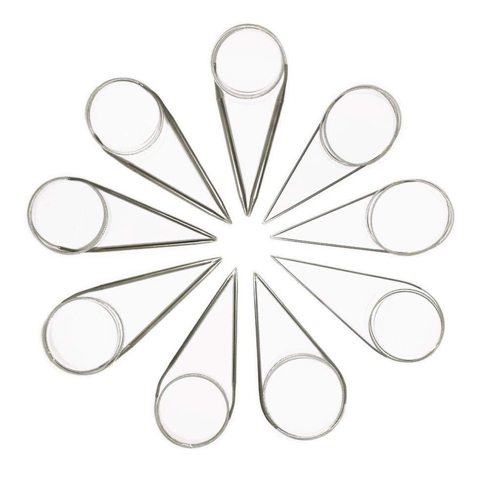 Lot De 11 Aiguilles à Tricoter Circulaires En Acier Inoxydable De 80 Cm - Aiguilles à Tricoter Circulaires - Aiguilles à Tricoter Circulaires - Aiguilles à Tricoter Pour Crochet Et Tissage - Taille US