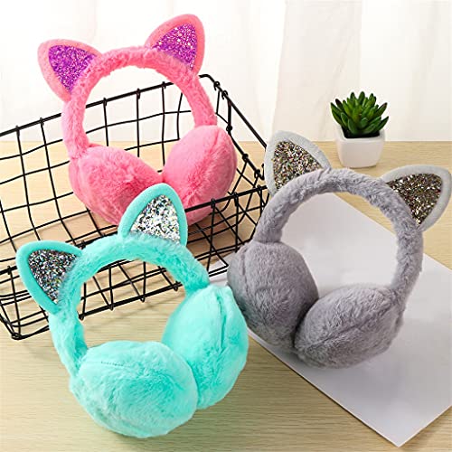 Hldeth Lovely Earmuffs Women Kids Girl Shiny Warmers Kitty Fur Earmuff Fluffy Soft Glitter Winter Warm (Color : G, Size : One Size) #TOP3