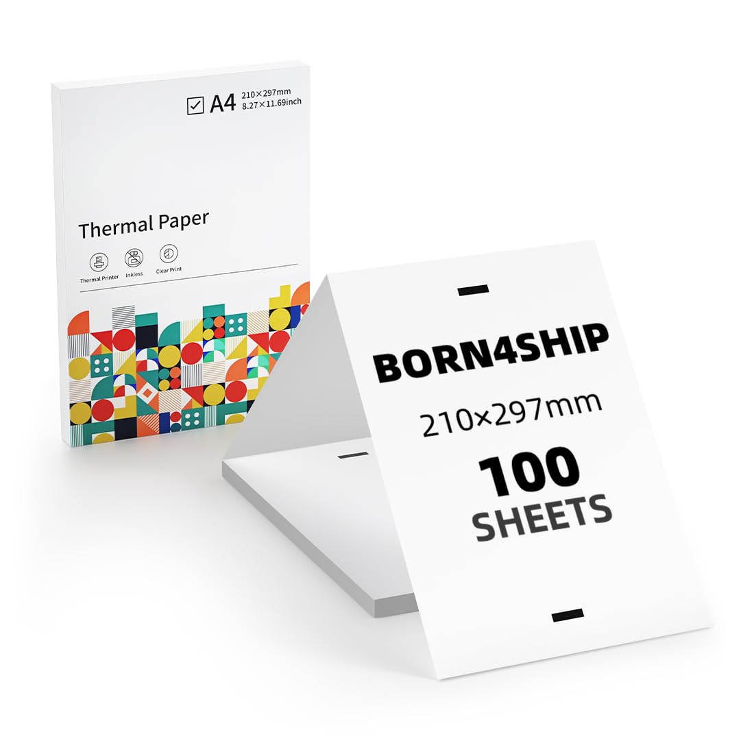 Carta termica A4, compatibile con stampanti portatili BORN4SHIP P83 e altre stampanti termiche portatili A4, carta per stampante P83, 210 x 297 mm, 100 fogli