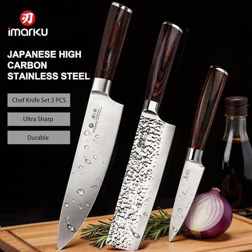 Image of imarku 3 Pieces Knife set, Japanese HC Stainless Steel Kitchen Knife Set