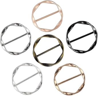 6PCS Scarf Clip, T-Shirt Tie Clips Scarf Buckle Rings for Women Girls Adjustable Shirt Waist Cincher Clips Metal Circle Clip for Sweater Dress Belt Hat Decoration