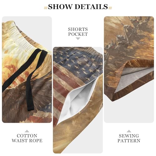 Bird Flag Golden Pajama Shorts for Men Lounge Pants Sleep Lounge Pant Mens Sleep Shorts with Pockets, S-XXL4