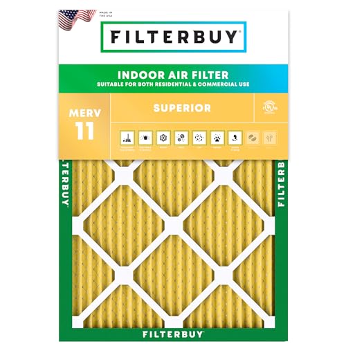 Filterbuy 16x20x1 Air Filter MERV 11 Allergen Defense (1-Pack), Pleated HVAC AC Furnace Air Filters Replacement (Actual Size: 15.50 x 19.50 x 0.75 Inches)