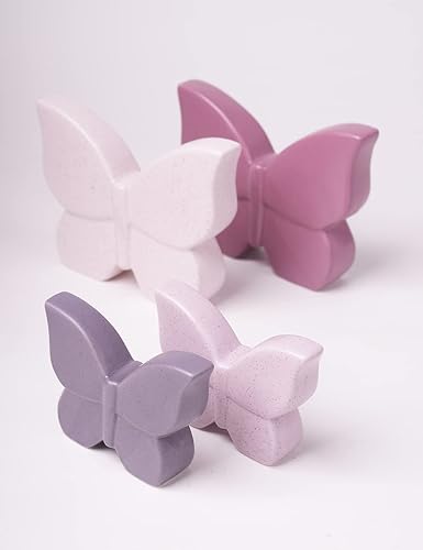 Miniatura 10 de NENBOLEC Decoración de escultura moderna, estatua de mariposa, regalos para el hogar, centro de mesa, manualidades, cerámica, arte morado, 6.7