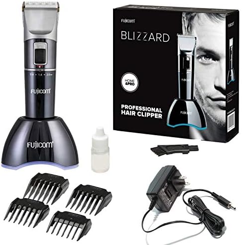 Fujicom Hair Clippers for Men Professional Trimmer Clippers Cordless Rechargeable with 2 Speed Hair cutting Kit Low Noise with Adjustable Ceramic Blade Lithium Battery and 4 Comb Dock station