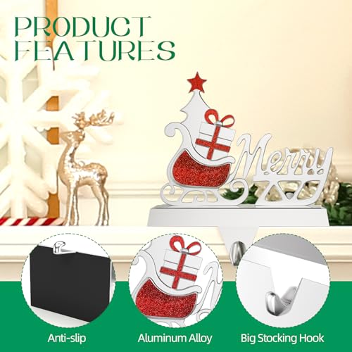 Homyplaza Christmas Stocking Holders for Mantle Weighted Metal Stocking Hangers Hooks for Fireplace Christmas Decorations by Homyplaza - Used condition - Image 4