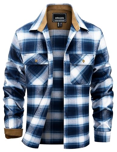 EKLENTSON Mens Flannel Shirt Jacket Cotton Long Sleeve Button Down Shirts Plaid Casual Fashion Fall...