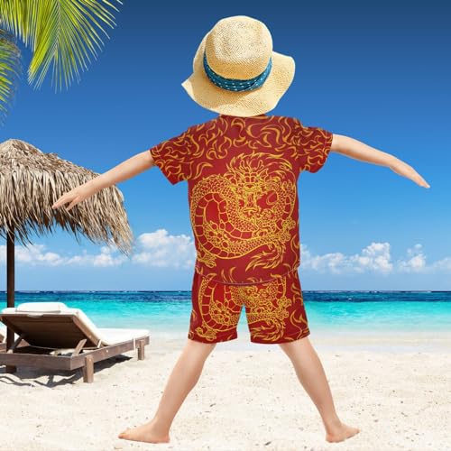 Image of visesunny Boy Floral Short Sleeve Button Down Shirt & Casual Shorts Set Summer Outfits 3-10 Years Clothes