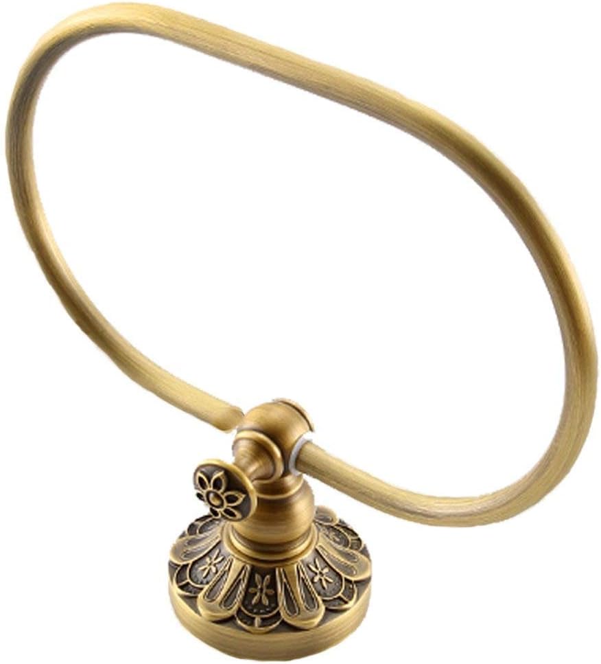 Towel Racks Towel Ring Thicken Wall-Mounted Movable Towel Ring Bathroom Retro Hardware Pendant European-Style Copper Antique