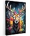 Produktbild MuchoWow© Wandbilder Groß 80x120 cm XXL Schlafzimmer Home Deko Wohnung Bild Wohnzimmer Fotoleinwand Wand Bilder Leinwand Wall Decor Banksy - Street Pop Art - Hirsche - Graffiti - Tiere - Farben