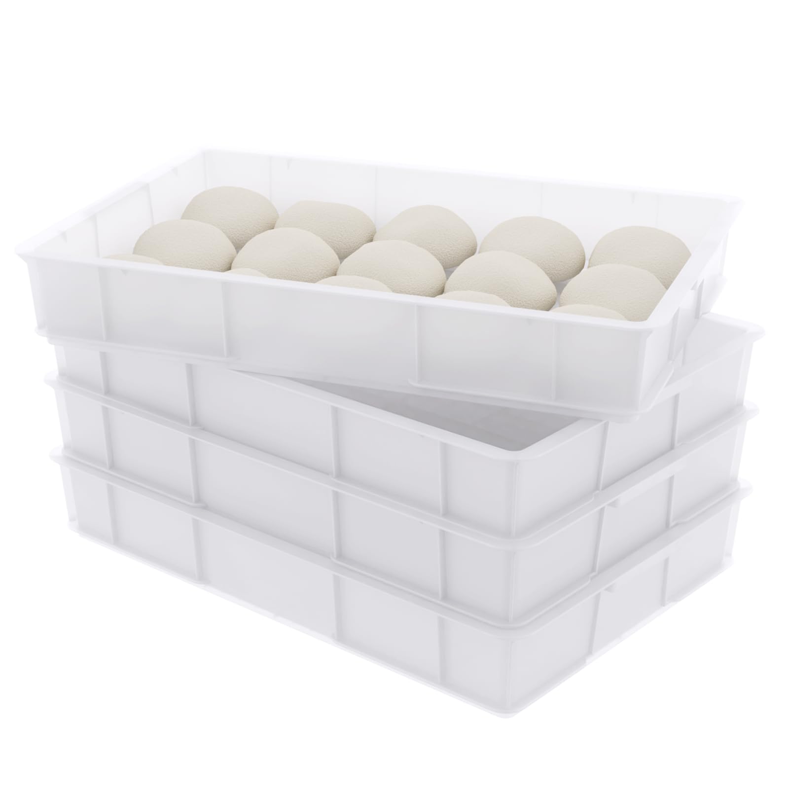 Yesdate Commericial Grade Dough Proofing Container, Bread Dough Proofing Box, Pizza Dough Box, Pizza Proofing Dough Pan, White (4 Pack), large