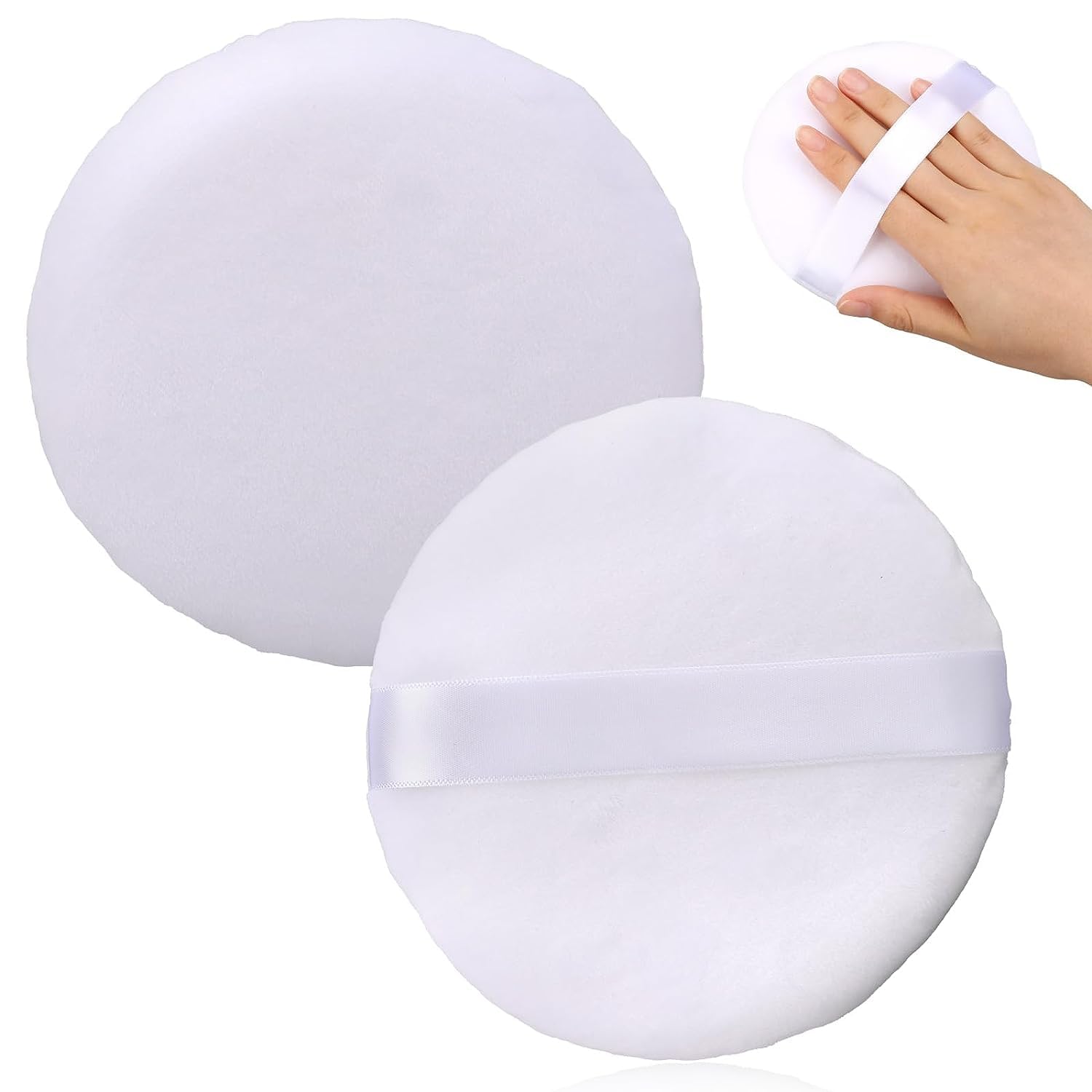 Large Powder Puff for Face Powder, 5" Ultra Soft Powder Puff Washable Loose Powder Puff Round Blending Sponge Puff Setting Powder Puff Body Powder Puff for Face Makeup Loose Powder Foundation, Pack of 2-picture-18