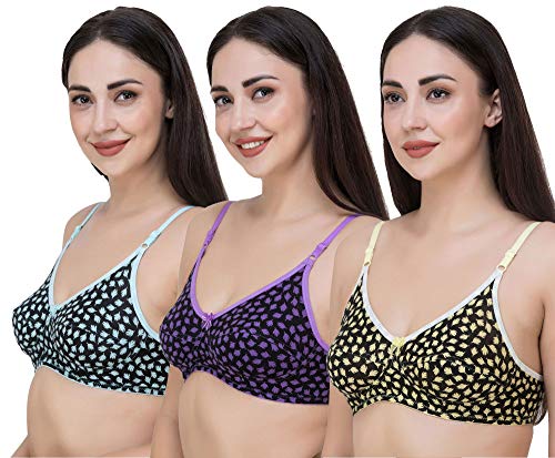 Image of Fasense Women's Cotton Leaf Print Medium Coverage Wire Free Non Padded Bra