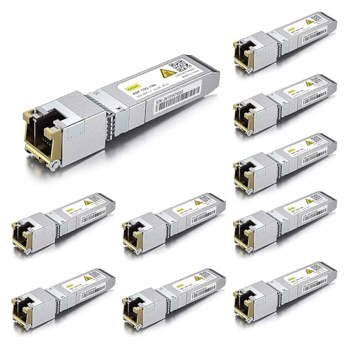 Image of 10Gtek ๐ด๐ฌ-๐ ๐ฒ๐๐ฒ๐ฟ ๐๐ข๐ช ๐ฃ๐ข๐ช๐๐ฅ 10GBase-T SFP+ to RJ-45 Transceiver, J45 to SFP+ Copper Ethernet CAT.6a Module, for Cisco SFP-10G-T-80, Ubiquiti UniFi, Netgear and More, Pack of 10