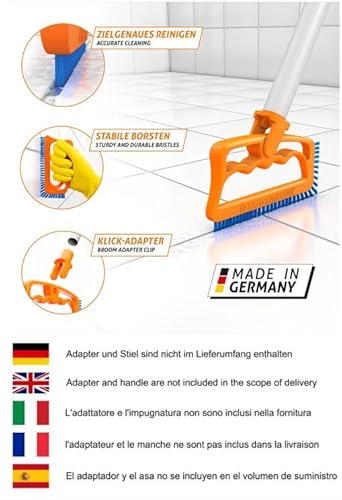 FUGINATOR® Fugenbürste – Fugenreinigung in Bad, WC, Küche - Reinigung von Wand- und Bodenfliesen - handliche Bürste für Fugen und Fliesen – Spaltreinigungsbürste für Enge Zwischenräume (orange/blau)