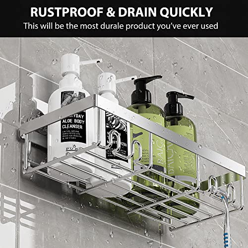 Moforoco Shower Caddy Shelf Organizer Rack, Self Adhesive Silver Bathroom Shelves Basket, Home Farmhouse Wall Shower Inside Organization And Storage Decor Rv Accessories, First Apartment Essentials #TOP3