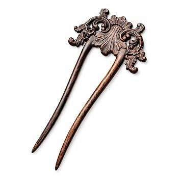 Large Hand Carved Ebony Wood Hair Fork for Thick & Long Hair U Shape Wooden Hair Stick Secure Hold Hair Pin Accessory for Women Handmade Natural Hair Styling Tool