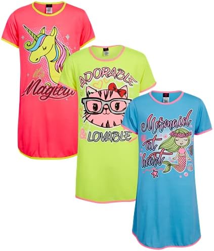 Angel Face Girls’ Nightgown Pajamas – 3 Pack Sleepwear Night Dress Sleep Shirt (4-14), Size 12, Loveable/Adorable