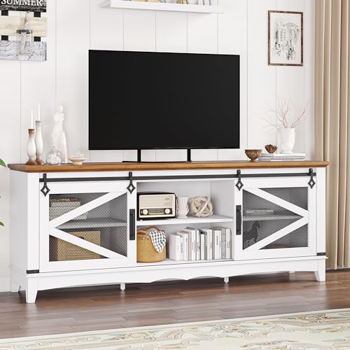 IDEALHOUSE-Modern-TV-Stands-for-Living-Room-65-Inch-TV-Stand-Entertainment-Center-with-Storage-and-Sliding-Barn-Doors-Media-TV-Console-Cabinet-with-Adjustable-Shelf-White IDEALHOUSE Modern TV Stands for Living Room 65 Inch TV Stand Entertainment Center with Storage and Sliding Barn Doors Media TV Console Cabinet with Adjustable Shelf White