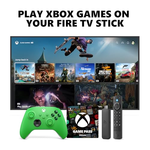 Xbox Wireless Controller Velocity Green Bundle with Fire TV Stick 4K Max and 1-Month Game Pass Ultimate Membership