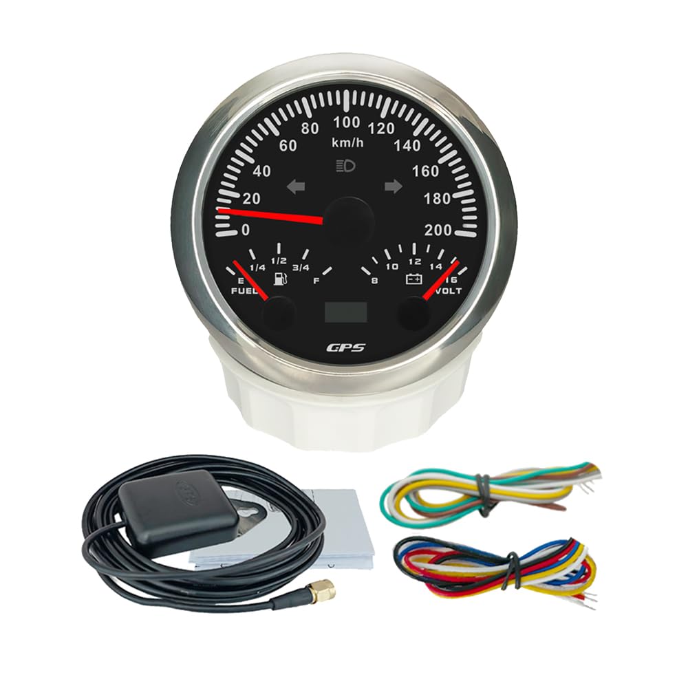 ELING 85mm 3 en 1 compteur de vitesse GPS multifonction 0-200 km/h compteur de vitesse avec indicateur de niveau de carburant 12 V pour voiture SUV