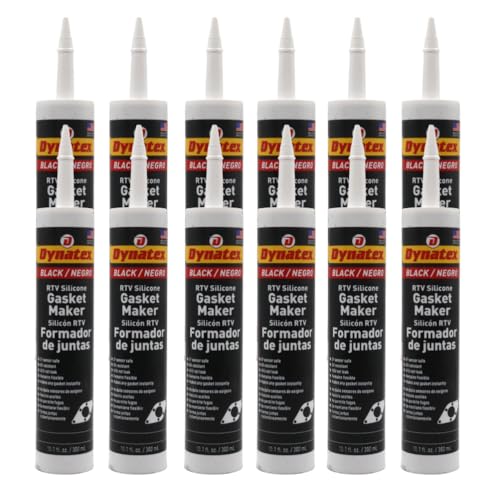 Image of Dynatex Black RTV Silicone Gasket Maker 10.1oz Caulk Tube - Oxygen Sensor Safe, OEM Specs, 500F Hi-Temp, Oil /Water Resistant, Made in the USA (12-Pack)