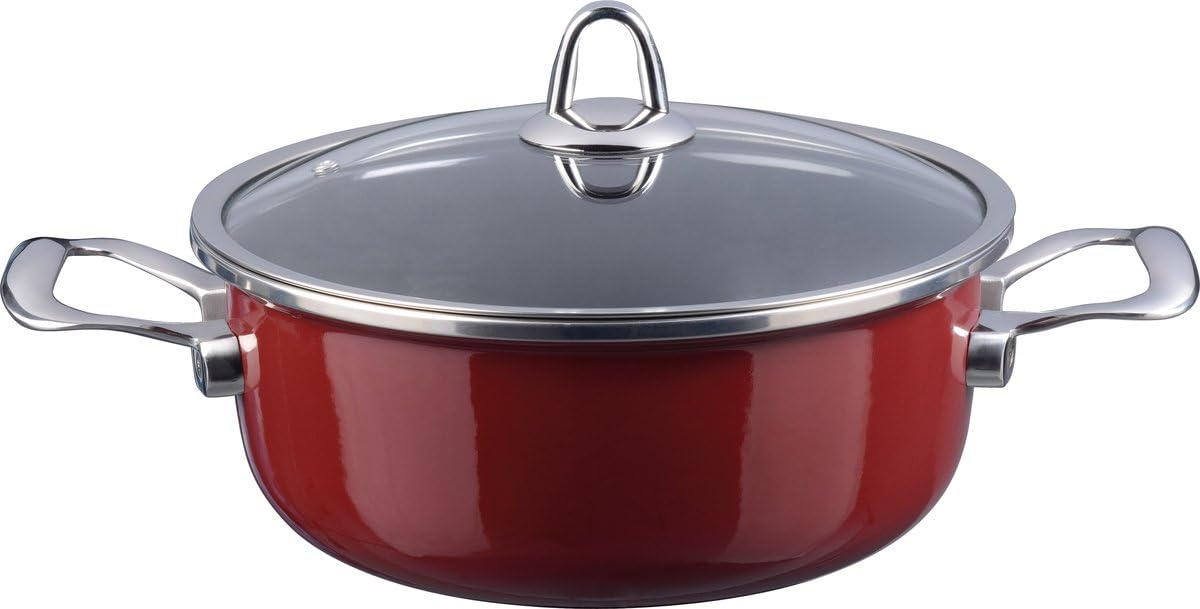 Kochstar "Copper Core Cookware with Glass Lid Roasting Casserolle, Bordeaux Red, 16 cm