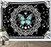LB Butterfly Wall Tapestry Trippy Teal Butterfly Tapestries Black and White Bohemian Mandala Wall Hanging Vintage Moon Phase Aesthetic Tapestry for Bedroom Living Room Decor Home Decor 60x40 Inches