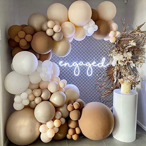 Kubert 122 Pieces DIY Caramel Coffee Blush Balloon Arch Garland for Kids Safari Baby Shower Bear Themed Birthday Neutral Wild One 1st Birthday Backdrop Party Decoration