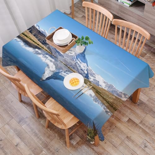 DALEXHM Nappe Rectangulaire 137x183 cm Nappe Exterieur Imperméable Anti-tâche Protection de Table pour Salle à Mangerr,Les Montagnes suisses emblématiques...