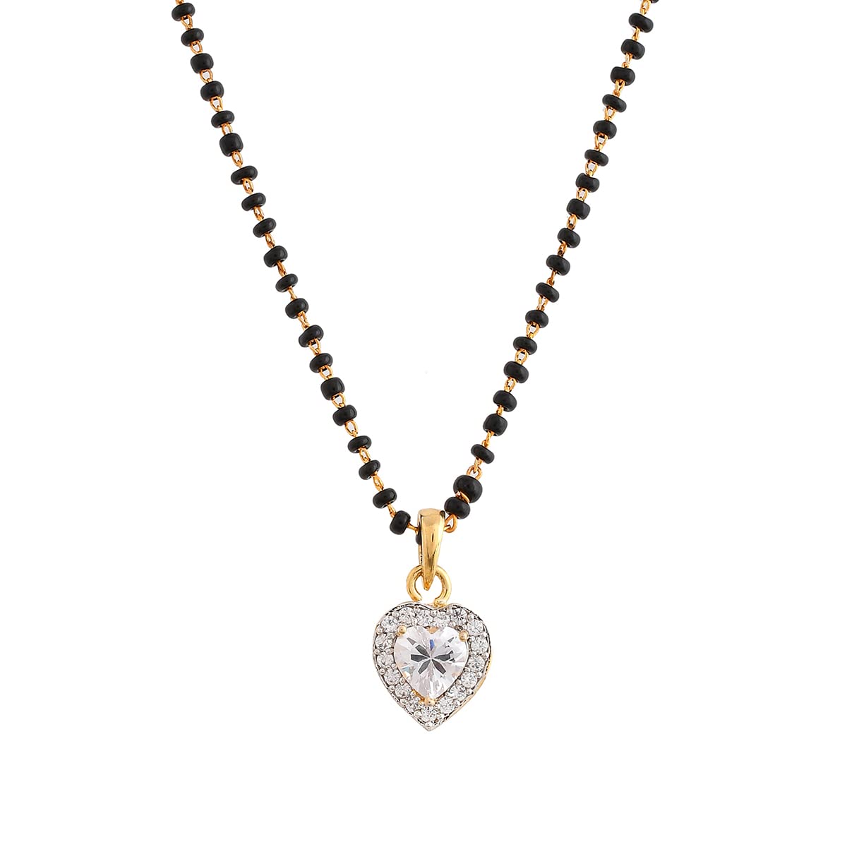 Women's Heart Shaped CZ Studded Mangalsutra Set, Sparkling Gift