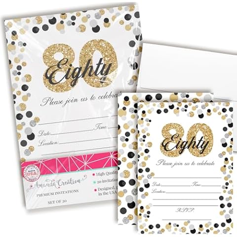 Confetti Polka Dot 80th Birthday Invitations Cover