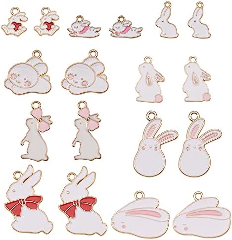 DanLingJewelry 40 pcs 8 Styles Alloy Enamel Cat with Bowknot Charms Cute Pet Animal Pendants for DIY Jewellery Making 13X21x2.3mm