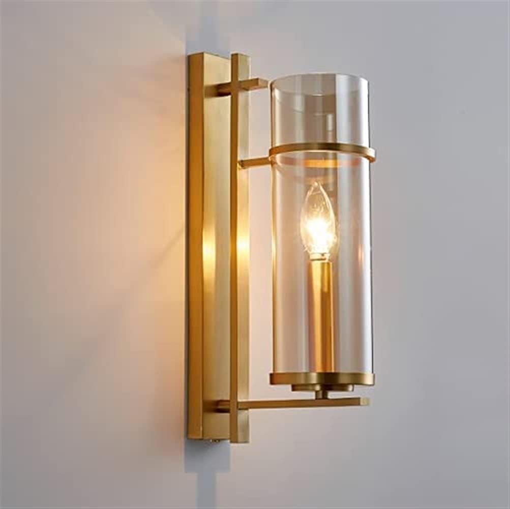 CWCQGH Chinese Wall Mount Sconce Fixture Brass Glass Gold Corridor Lamp Bedroom Bedside Lamp Home Lighting Wall Light