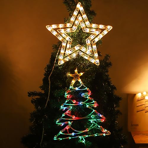Décoration de Noël lumineuse pour fenêtre kit de 2 pièces à éclairage LED blanc chaud - 6