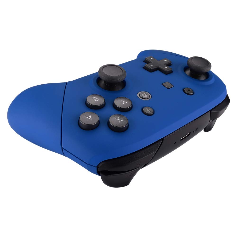 eXtremeRate Griff Hülle Set für Switch Pro Controller, Matt DIY-Ersatz Front Case/Rücken Gehäuse&Handgriff Grips Shell Zubehör für Nintendo Switch Pro Controller-Blau