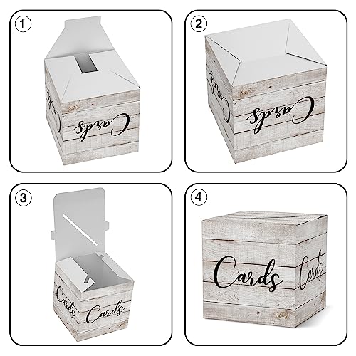 Image of AWSICE Wood Pattern Card Box for Party, Wedding Card Boxes for Reception | 1 Pack Rustic Card Box for Graduation Party Wedding Baby Shower Birthday, 8x8x8 Inches