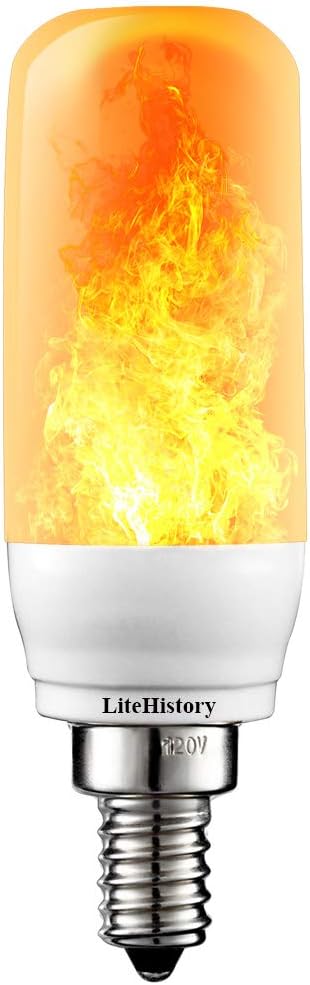 3Mode E12 LED Flame Bulb Candelabra fire Light Bulb 3W Flickering Light Bulbs for Home 1Pack