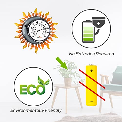 Vewogarden Indoor Outdoor Thermometer, No Batteries Required Sun And Moon Decorative Waterproof Wall Thermometer With Large Numbers For Patio, Home, Room #TOP3