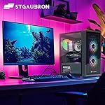 STGAubron Gaming PC Computer Desktop, Intel i7 Xeon E5 2.8G, Radeon RX 580 8G, 16G DDR4, 512G SSD, 600M WiFi, BT 5.0, RGB Fan x3, Windows 10 Home - Image 4