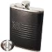 American Flag Flask - Soft Touch Cover and Durable Construction | 18/8 304 Food Grade Stainless Steel | Leak Proof Slim Profile Classic American Flag Design | Funnel Included | Black