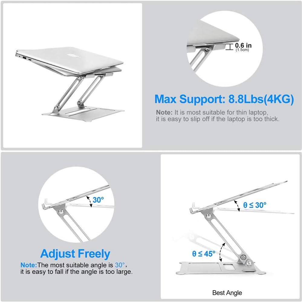 XIHAMA Laptop Notebook Stand Holder Adjustable Ultrabook Stand Riser Foldable Portable Compatible with MacBook Air Pro HP Dell XPS Lenovo All laptops 10-15.6" (Black)