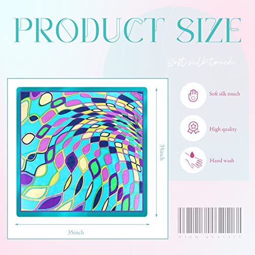 SATINIOR 35 Inch Silky Head Scarf 2 Pcs Large Square Neck Scarf Sleeping Hair Wrapping Satin Bandana for Women(Bright Color,Novel Style)4