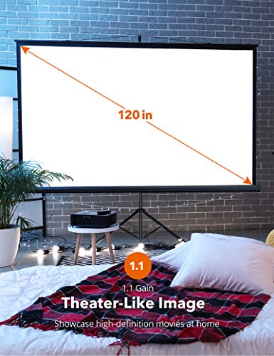 TaoTronics Projector Screen with Stand, 120" Indoor Outdoor Projector Screen 4K HD with Wrinkle-Free Design (Easy to Clean, 1.1Gain, 160° Viewing Angle & Includes A Carry Bag) - Thumbnail 2