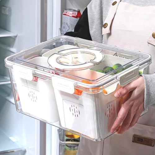 Amazon.com: Yuroochii Fruit Storage Containers with Lid: Divided ...