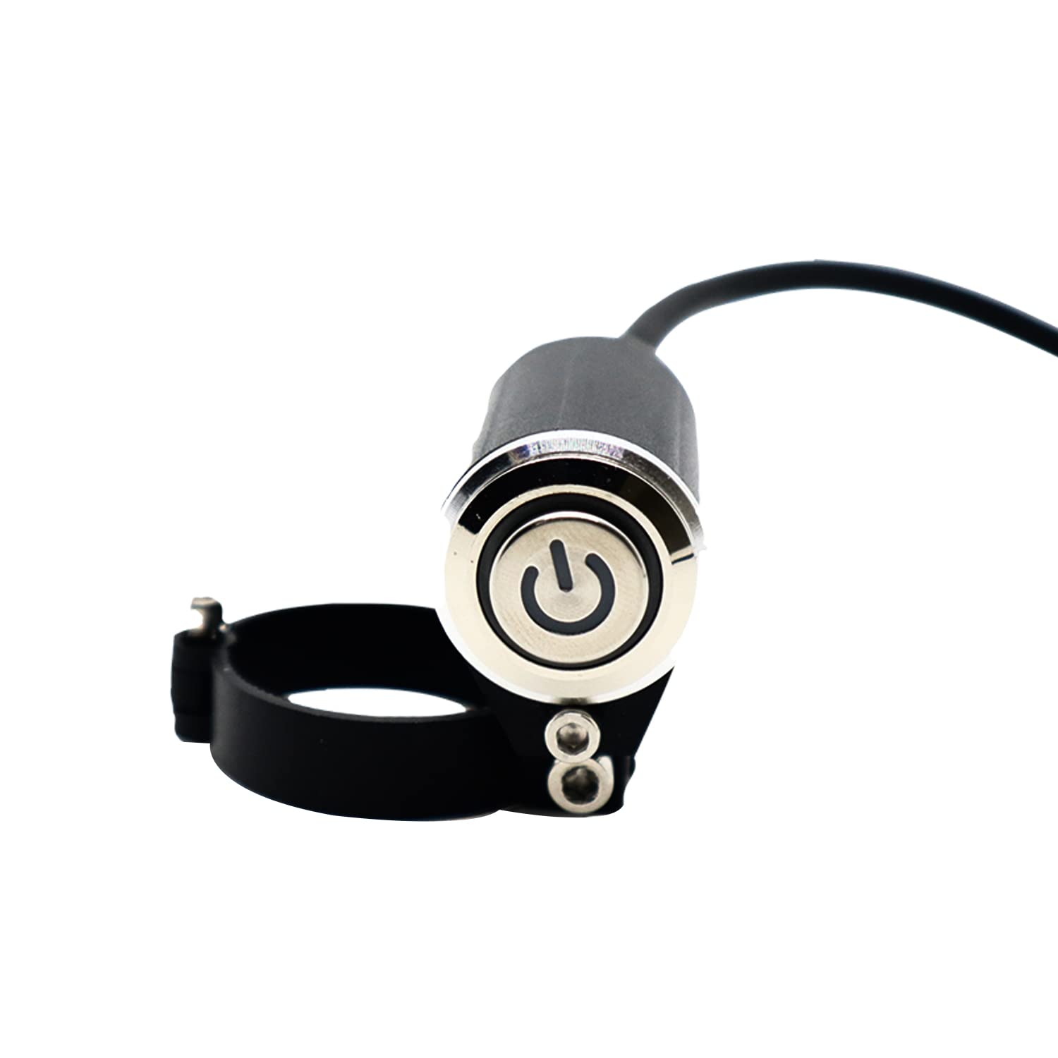 AUTOPOWERZ 7/8" 22mm Handlebar Control Push Button Switch, Weatherproof Aluminum Alloy Motorcycle Handlebar Mount Switch Button Headlight Brake Fog Lights ON/Off(ON/Off Button with Blue Light)