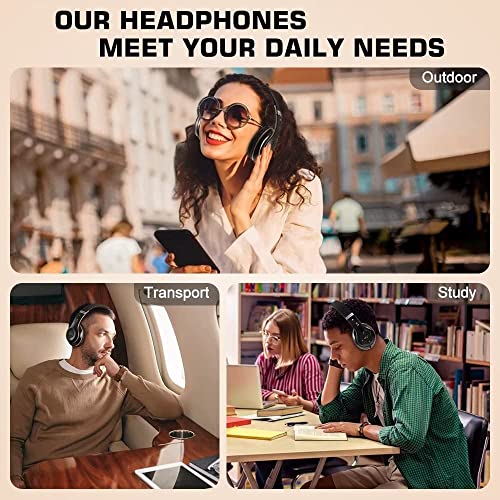 Prtukyt 6S Wireless Bluetooth Headphones Over Ear, Hi-Fi Stereo Foldable Wireless Stereo Headsets Earbuds With Built-In Mic, Volume Control, Fm For Phone/Pc (Black & Gold) #TOP1