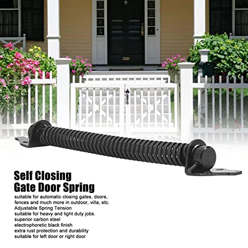 Self Closing Gate Spring, 14" Adjustable Gate Door Closer Spring Kit with Screws for Wooden Fence (Black) - Image 2
