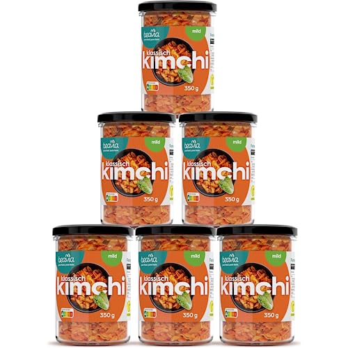 Beavia Kimchi klassisch mild (6x350g) Original koreanische Geschmack fermentierter Sauerkraut aus Chinakohl, Crispy vegan koreanisches Lebensmittel ohne Konservierungsmittel, glutenfrei