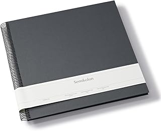 Semikolon 369988 Spiral Album Economy Large 34.5 x 33.2 cm Photo Album 50 Pages Black Lava Stone Grey